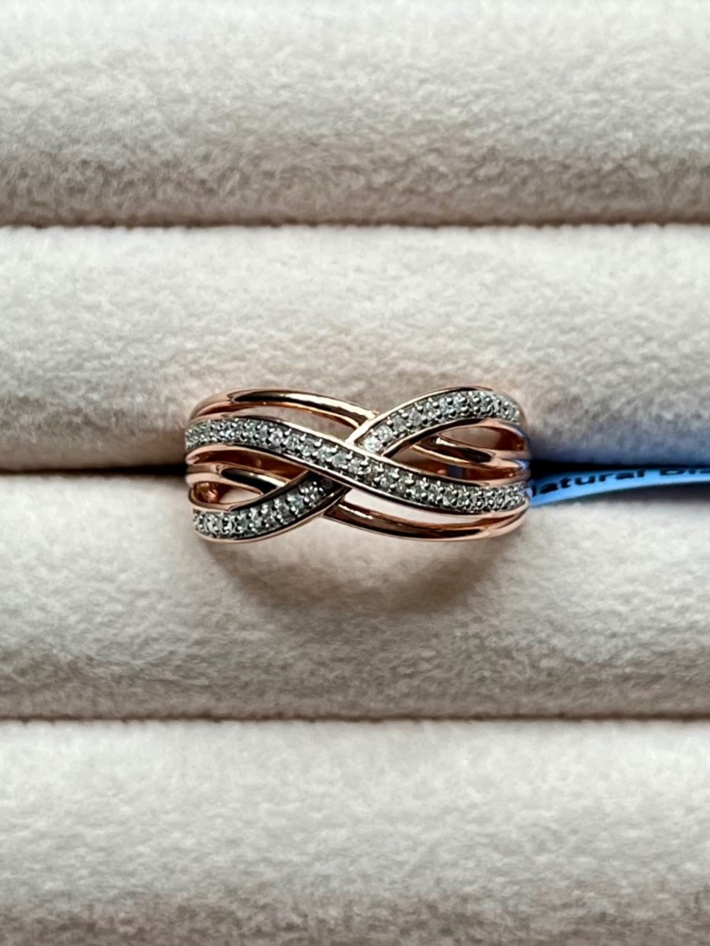 R087 | Natural Diamond Rose Gold Crossover Ring